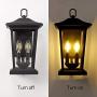 Smeike Outdoor Wall Sconce, Exterior Wall Mount Lighting Fixture with 2 Lights, Patio/Porch Lantern Light Fixtures in Matte Black Finish with Clear Glass, 40W