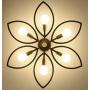 LITFAD Flower Semi Flush Mount Ceiling Light Metal 6 Lights Modern Ceiling Lamp Fixture Living Room Lamp LED Pandent Light in Black for Dinning Room Bedroom Restaurant