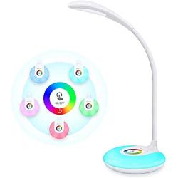 Etekcity LED Desk Lamp with USB Charging Port, Eye-caring Table Lamp with 3 Brightness Levels, Touch Control, Adjustable Gooseneck, Color Night Light for Office and Bedroom, Gift for Kids and Families