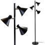 Dorm 3 Light Floor Lamp with 3 Adjustable Reading Room Lights by Lightaccents - Tree Style Standing Lamp with Adjustable Lights - Floor Standing Pole Light - Living Room Lamp (Black)