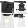 VINLUZ Farmhouse 3-Lights Vanity Lighting Fixtures for Bathroom Matte Black with Tapered Clear Glass Wall Mount Light Industrial Rustic Lights Wall Lighting Living Room Dining Room Bedroom