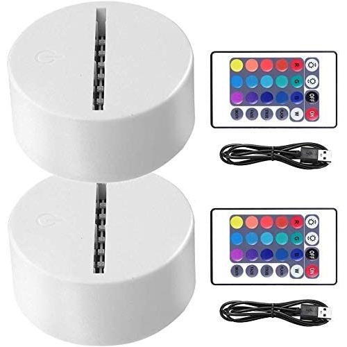 2-Pack 3D LED Night Light Lamp Base + Remote Control + Blank Acrylic + USB Charger Cable, Adjustable 7 Colors Decoration Decorative Lights Base for Bedroom Child Living Room Party Bar Restaurant