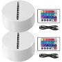 2-Pack 3D LED Night Light Lamp Base + Remote Control + Blank Acrylic + USB Charger Cable, Adjustable 7 Colors Decoration Decorative Lights Base for Bedroom Child Living Room Party Bar Restaurant