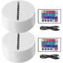 2-Pack 3D LED Night Light Lamp Base + Remote Control + Blank Acrylic + USB Charger Cable, Adjustable 7 Colors Decoration Decorative Lights Base for Bedroom Child Living Room Party Bar Restaurant