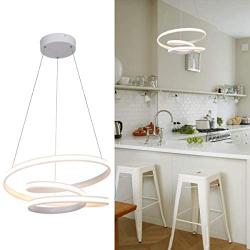 Modern Chandelier with Irregular Ring Pendant Lights 55W LED Adjustable Chandeliers Ceiling Light Fixture for Dining Room Bedroom Living Room White by HELYCH