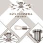 VINLUZ 10 Lights Modern Sputnik Chandelier Brushed Nickel Flush Mount Ceiling Light Contemporary Chandelier for Dining Room Living Room Kitchen