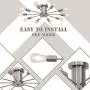 VINLUZ 10 Lights Modern Sputnik Chandelier Brushed Nickel Flush Mount Ceiling Light Contemporary Chandelier for Dining Room Living Room Kitchen
