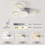 Qamra Modern LED Ceiling Light, Creative Dimmable Flush Mount Lighting Fixture, 3 Color 4 Rings Chandelier with Remote Control for Living Room Kitchen Island Bedroom Dining Room (White, 40W)