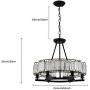 Crystal Chandelier Modern Retro Style Pendant Light Crystal Lampshade Chandelier Metal Hanging Ceiling Light Fixture Height Adjustable Hanging Lamp for Dining Living Rooms Kitchen E12