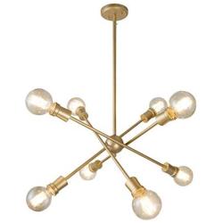 KSANA Brass Chandelier, 8-Light Modern Brass Pendant Ceiling Light Fixture for Kitchen Island, Dining Room, Living Room, Foyer Lighting