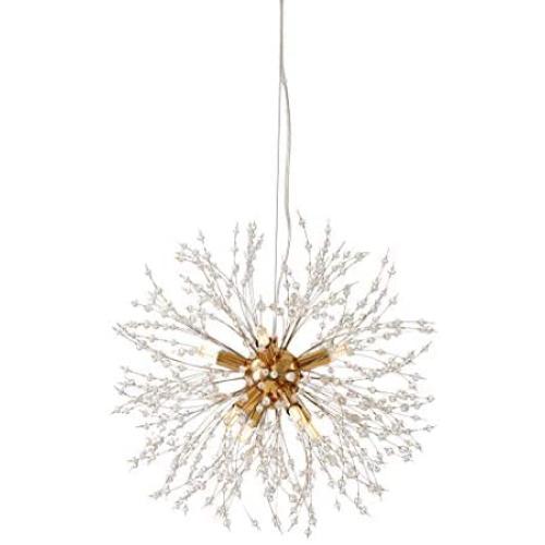 Firework Light Crystal Chandeliers Bubble Lights Sputnik Light Hanging Christmas Lights for Bedroom Dining Room Lighting fixtures 8-Lights in Gold