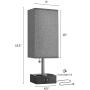 OYEARS Table Lamps Set of 2 Built in Dual USB Charging Port Bedside 15.5” Table Lamp with Dual AC Power Outlets for Bedroom Living Room Office Study Room Grey Fabric Shade