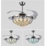 RuiWing 42 inch Dimmable Crystal Ceiling Fan with Lights and Remote 3 Color Dimmable Led Light Polished Silver Luxury Chandelier for Bedroom, Dining Rooms, Living Room Lights