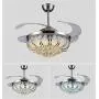 RuiWing 42 inch Dimmable Crystal Ceiling Fan with Lights and Remote 3 Color Dimmable Led Light Polished Silver Luxury Chandelier for Bedroom, Dining Rooms, Living Room Lights