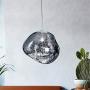 RUNNUP Modern Pendant Light Creative Single Light 12'' Hanging Lamp with Melt Glass Shade in Silver for Dining Rooms,Living Room