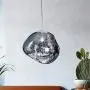 RUNNUP Modern Pendant Light Creative Single Light 12'' Hanging Lamp with Melt Glass Shade in Silver for Dining Rooms,Living Room