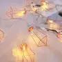 Twinkle Star 10 LED 6.6 ft Diamond String Lights Battery Operated, Geometric String Lights Warm White, Rose Gold Metal Lamps Decor for Indoor Wedding Party Bedroom Christmas