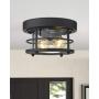 Emliviar 2-Light Round Ceiling Light Fixture, Farmhouse Flush Mount Ceiling Light 11 Inch, Black Finish, WE2085F BK