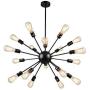 Sputnik Chandelier with 18 Lights,Industrial Vintage Metal Large Adjustable Black Painted Sputnik Chandelier