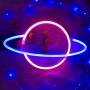 Blue Pink Color Galaxy Planet Neon Sign Light Glow in The Dark Ceiling Hanging Home Wall Party Decor,LED Hang Planets Neon Sign Create The Milky Way Atmosphere for Halloween Party