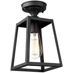 Emliviar 1-Light Ceiling Light Fixture, Semi-Flush Mount Light in Black Finish, 1803AW2-F1 BK