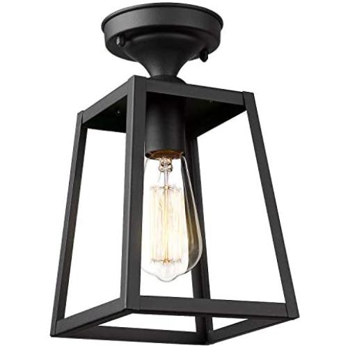 Emliviar 1-Light Ceiling Light Fixture, Semi-Flush Mount Light in Black Finish, 1803AW2-F1 BK