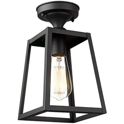 Emliviar 1-Light Ceiling Light Fixture, Semi-Flush Mount Light in Black Finish, 1803AW2-F1 BK