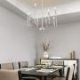 Wellmet 8-Light Modern Chandelier for Dining, Living Room, Bedroom and Kitchen Island Lighting, Contemporary Champagne Silver Hanging Pendant Ceiling Lights Fixture,26 inches Dia