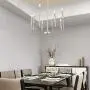 Wellmet 8-Light Modern Chandelier for Dining, Living Room, Bedroom and Kitchen Island Lighting, Contemporary Champagne Silver Hanging Pendant Ceiling Lights Fixture,26 inches Dia