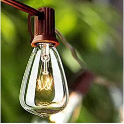 Goothy 25ft Outdoor String Lights with 27 Edison Bulbs (2 Spare), 5 W/120 V, C7/E12 Base, ST35 Patio Hanging Lights UL Listed for Garden Backyard Pergola Party Cafe Bistro Wedding Decor- Brown