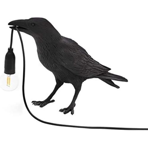 Yuanhong Birds Table Lamps, Resin Crow Desk led Lamp Lights for Bedroom Bedside Living Room Wall Sconce Light Black/White