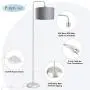 LED Floor Lamp for Living Room, PARTPHONER Modern Standing Lamp with 2 Hanging Shades (White/Grey), Classic Standing Lamp with Foot Switch Simple Basic Floor Lamp for Living Room Bedroom, Silver