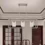 VINLUZ 3 Light Linear Chandeliers Brushed Nickel with Clear Glass Shade Modern Kitchen Island Pendant Dining Room Light Fixture Hanging Farmhouse Ceiling Light for Living Room Bar