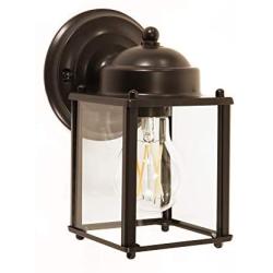 CORAMDEO Outdoor Square Coach Light for Porch, Patio, Deck, Barn, Wet Location, E26 Medium Base Socket, Durable Bronze Finish & Clear Glass