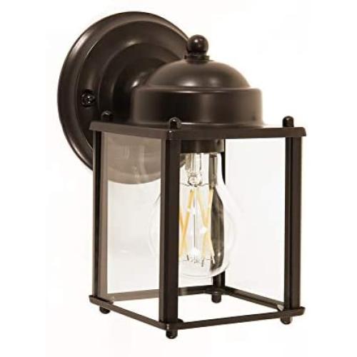 CORAMDEO Outdoor Square Coach Light for Porch, Patio, Deck, Barn, Wet Location, E26 Medium Base Socket, Durable Bronze Finish & Clear Glass CORAMDEO Outdoor Square Coach Light for Porch, Patio, Deck, Barn, Wet Location, E26 Medium Base Socket, Durable Bronze Finish & Clear Glass