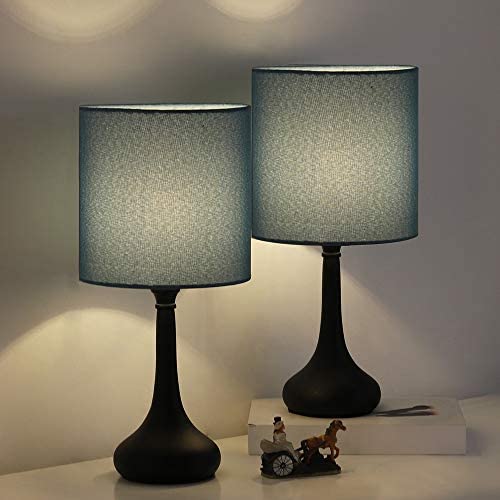 Bedside Table Lamps Nightstand Lamps Set of 2 Modern Desk Lamp for Bedroom Living Room Office with Metal Base and Fabric Shade