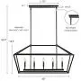 MOTINI 5-Light Kitchen Island Lantern Pendant Linear Chandelier Black Rod Hanging Light 40''x 12''x18.5''