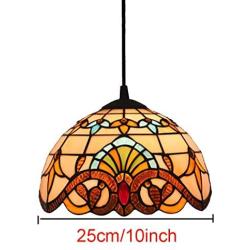 Tiffany Style Pendant Lamp in Vintage Baroque Stained Glass Art Ceiling Lamp Hanging Fixture for Dining Room Bar Restaurant Chandelier,110-240V,E27,10inch