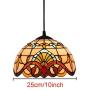 Tiffany Style Pendant Lamp in Vintage Baroque Stained Glass Art Ceiling Lamp Hanging Fixture for Dining Room Bar Restaurant Chandelier,110-240V,E27,10inch