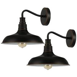 DEWENWILS 2-Pack Indoor Outdoor Wall Sconces, Gooseneck Barn Light, E26 Socket, Vintage Wall Light for Kitchen Sink, Farmhouse,Porch, Garage, Bronze, ETL Listed