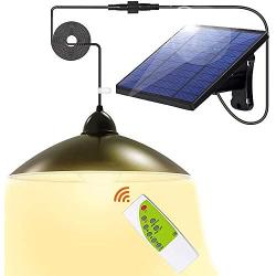 Solar Lights Outdoor Super-Bright LEDs Security - Upgrade 3 Color Solar Powered Lights,IP65 Waterproof Remote Control Shed Lights Pendant Light with Adjustable Solar Panel for Outdoor/Indoor Lighting