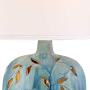 Devan Cottage Table Lamp with Nightlight Ceramic Blue Vine Handcrafted Oval Fabric Shade for Living Room Family Bedroom - 360 Lighting