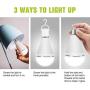 4 Pack Emergency-Rechargeable-Light-Bulb, 3000K Soft White Light Bulbs, Stay Lights Up When Power Failure, 1200mAh 15W 80W Equivalent LED Light Bulbs for Home, Camping, Tent (E27, with Hook)