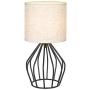 HAITRAL Black Modern Table Lamp - Minimalist Small Bedside Lamp with Hollowed Out Base Linen Fabric Shade, Vintage Nightstand Lamp for Bedroom Living Room Side Table Desk Kids Room