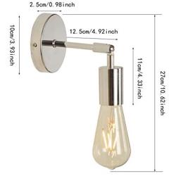 BAODEN 1 Light Bathroom Wall Sconce Set of 2 Vintage Industrial Wall Lamp Pole Wall Mount Lighting Fixture（Chrome Color）