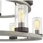 Lillian Gray Wood Bronze Large Wagon Wheel Chandelier 32'' Wide Farmhouse Industrial Two Tier Clear Seeded Glass Shades 9-Light Fixture for Dining Room House Island Entryway - Franklin Iron Works