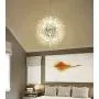 LITFAD 16'' Wide Crystal Pendant Light Anti-Glare LED Dandelion Chandelier Modern Style Ceiling Hanging Light in Chrome for Dining Room Reception Cafe Clothes Stores