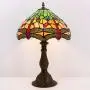 Tiffany Table Lamp W12H18 Inch Green Yellow Stained Glass Shade Crystal Bead Dragonfly Style Anqitue Desk Light S009G WERFACTORY Lamps Living Room Bedroom Coffee Bar Office Study Bedside Craft Gifts