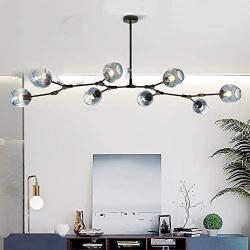 Modern Molecular Chandelier, E26 Nordic Bubble Ball Rotating Ceiling Light with Glass Lampshade, Pendant Lighting Rod Fixtures for Living Dining Room Bedroom Bar(Bulbs Not Included) (Black2, 8 Lights)