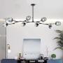 Modern Molecular Chandelier, E26 Nordic Bubble Ball Rotating Ceiling Light with Glass Lampshade, Pendant Lighting Rod Fixtures for Living Dining Room Bedroom Bar(Bulbs Not Included) (Black2, 8 Lights)